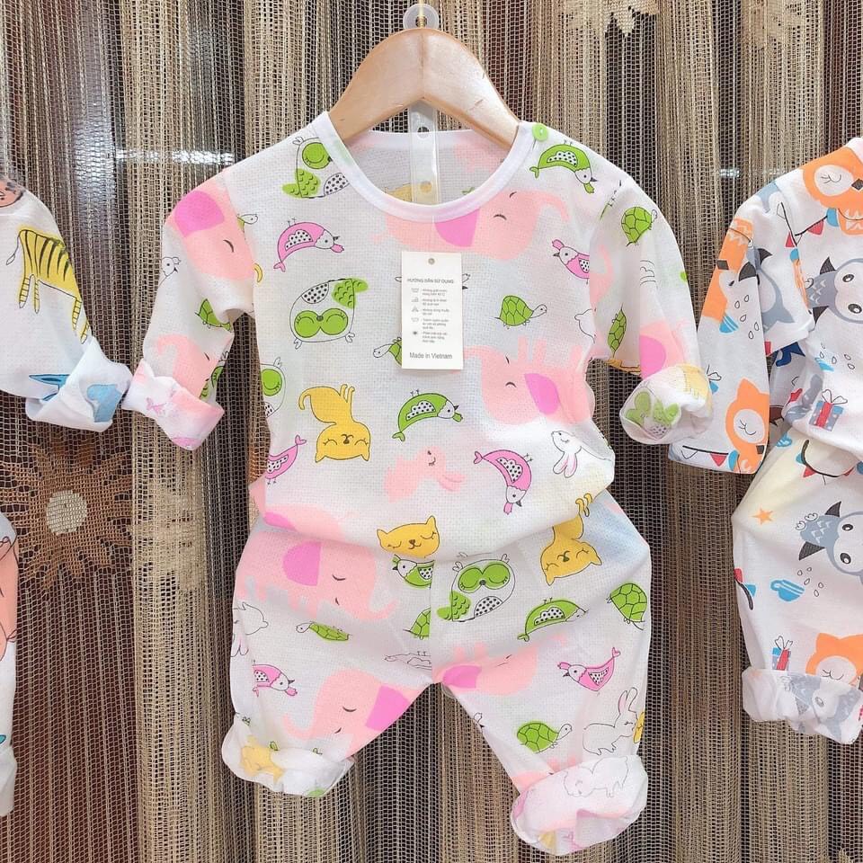 Bộ cotton thông hơi Dài tay Chui đầu cho bé trai và bé gái