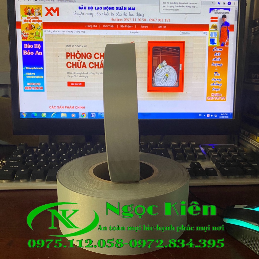 Dây vải phản quang màu ghi 2,5 cm x 100 mét-dây phản quang may quần áo