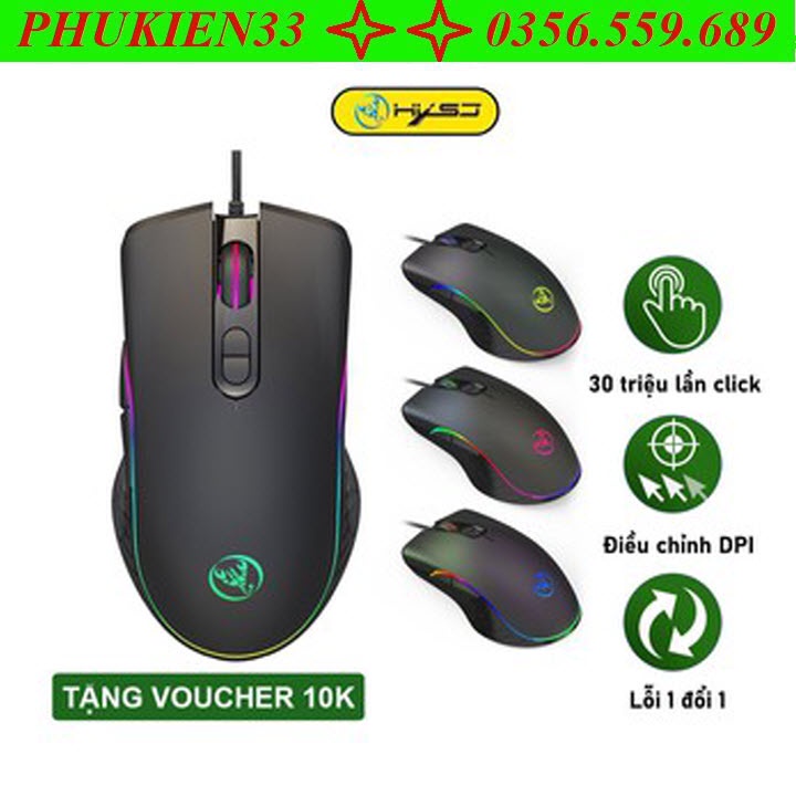 Chuột chơi game Led RGB HXSJ A867 6400 DPI - Chuột văn phòng có dây - Gaming mouse - HXSJ A867