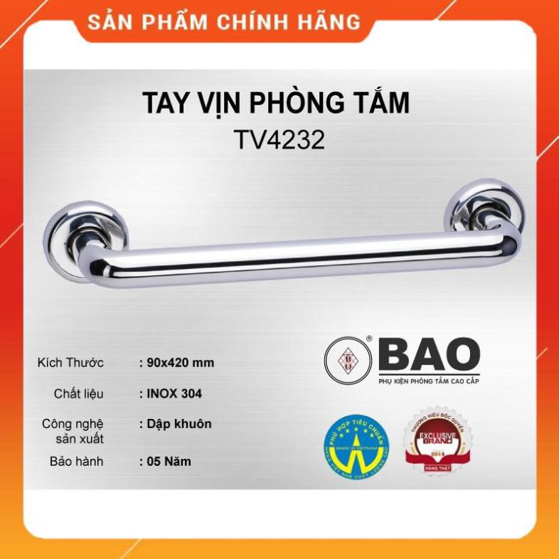 Tay vịn lan can BAO Inox TV4232 sáng bóng, vững vàng, chống trơn trợt, hạn chế té ngã