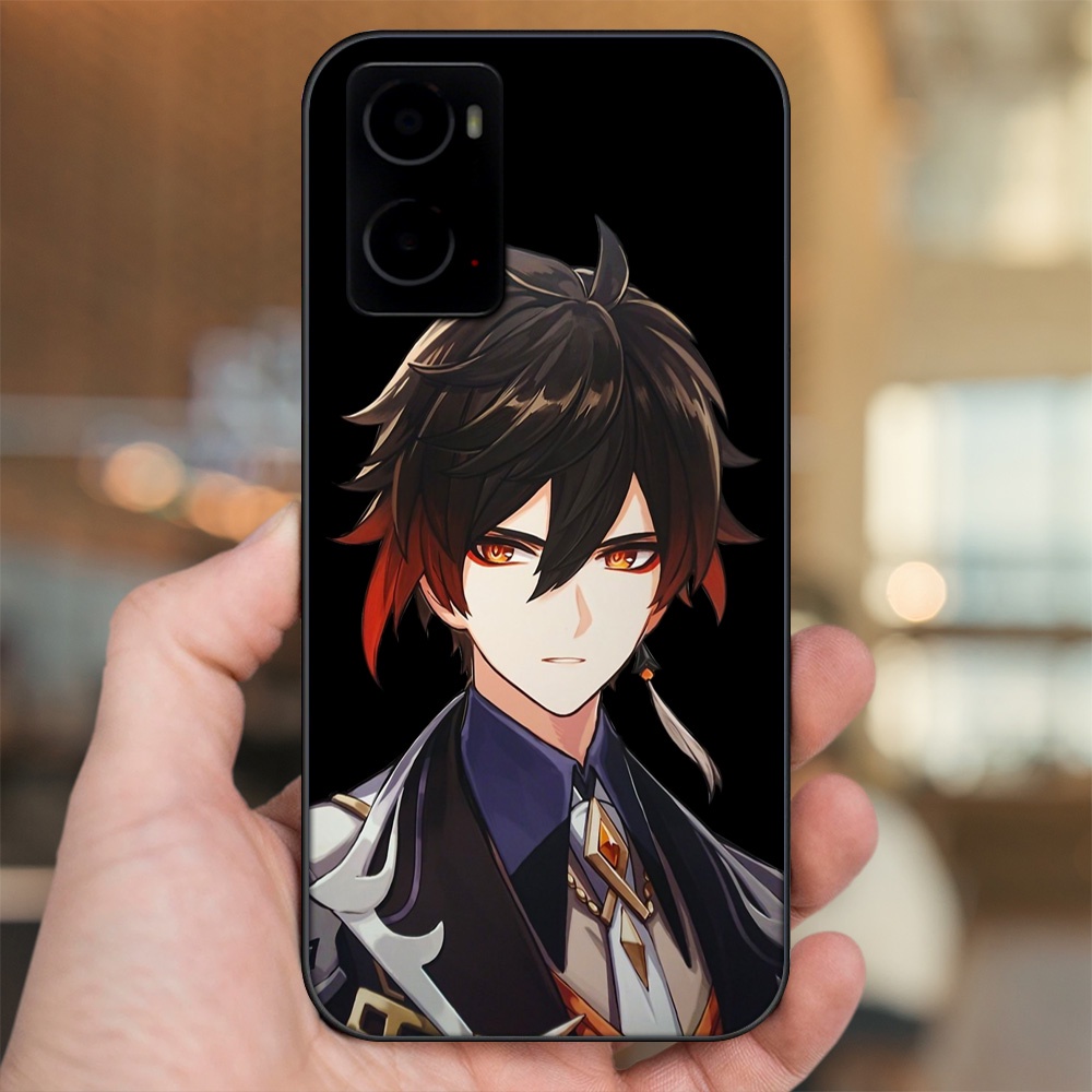 Ốp lưng Oppo A76 viền đen in hình Zhongli Genshin Impact