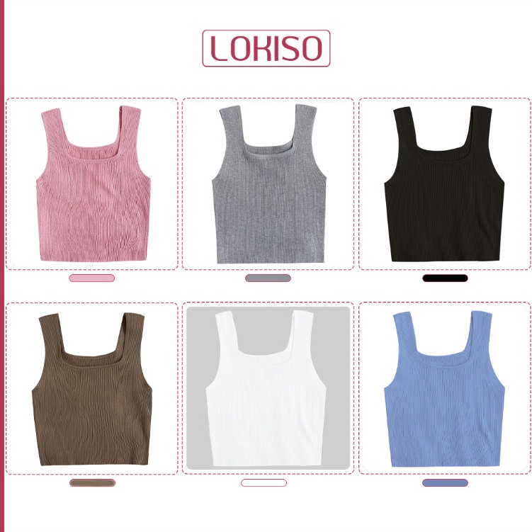 Áo croptop nữ kiểu cổ chữ U ôm sát nách LOKISO CT10