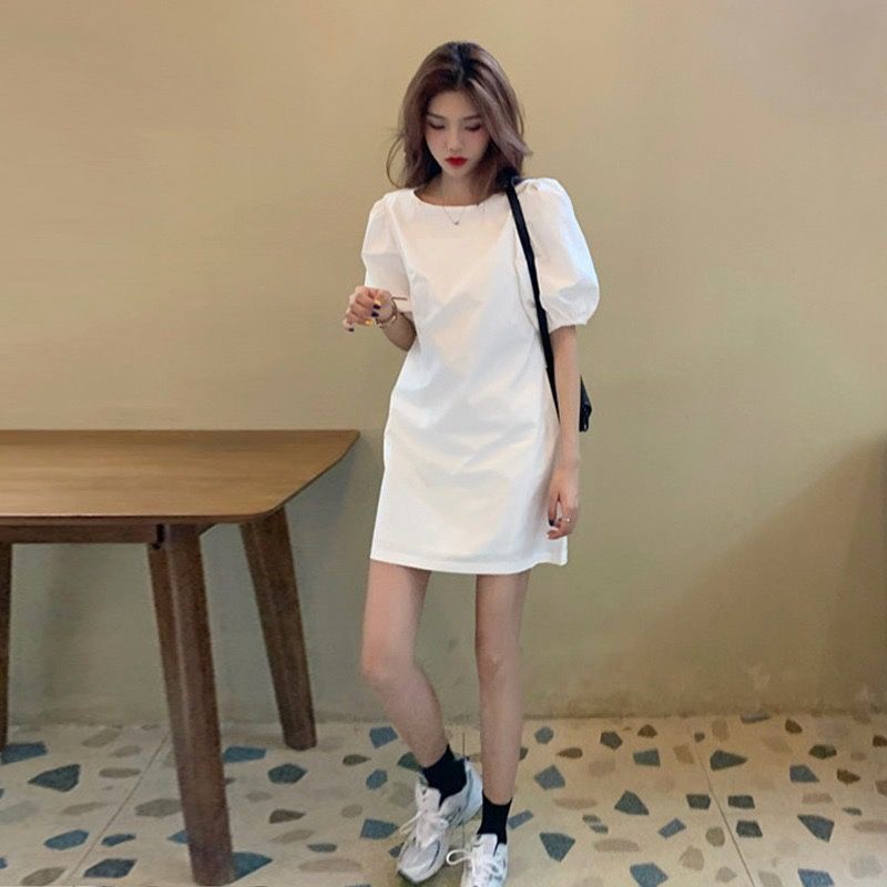 Đầm Ngắn Tay Thời Trang Thanh Lịch Cho Nữ 156478 Đầm Tay Phồng Dáng Dài Thiết Kế Ngọt Ngào Cho Nữ