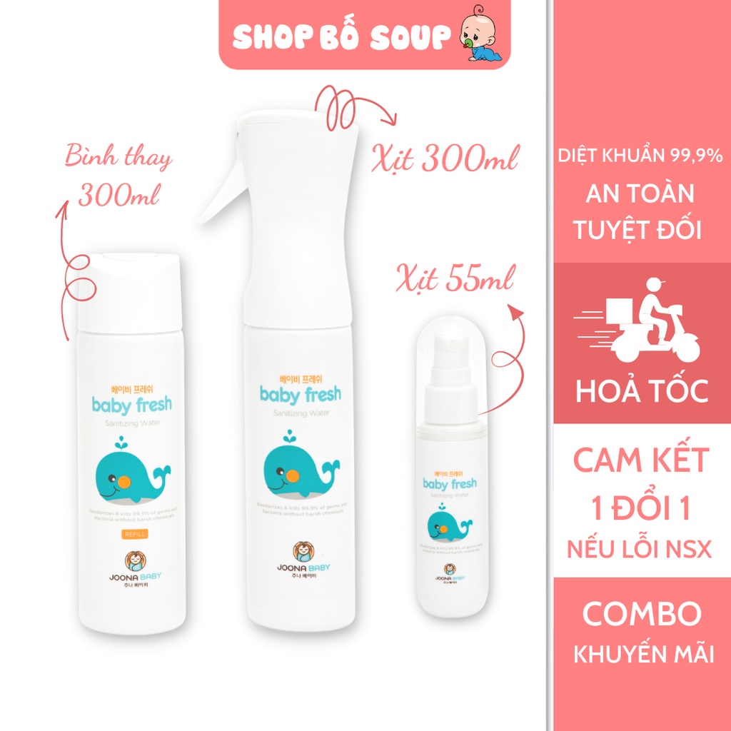 Combo 3 chai xịt diệt khuẩn khử mùi Baby Fresh an toàn cho bé
