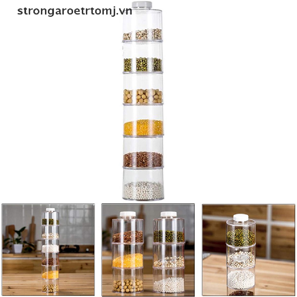 Set 6 Hộp Đựng Gia Vị Trong Suốt Có Thể Xếp Chồng Tiện Dụng