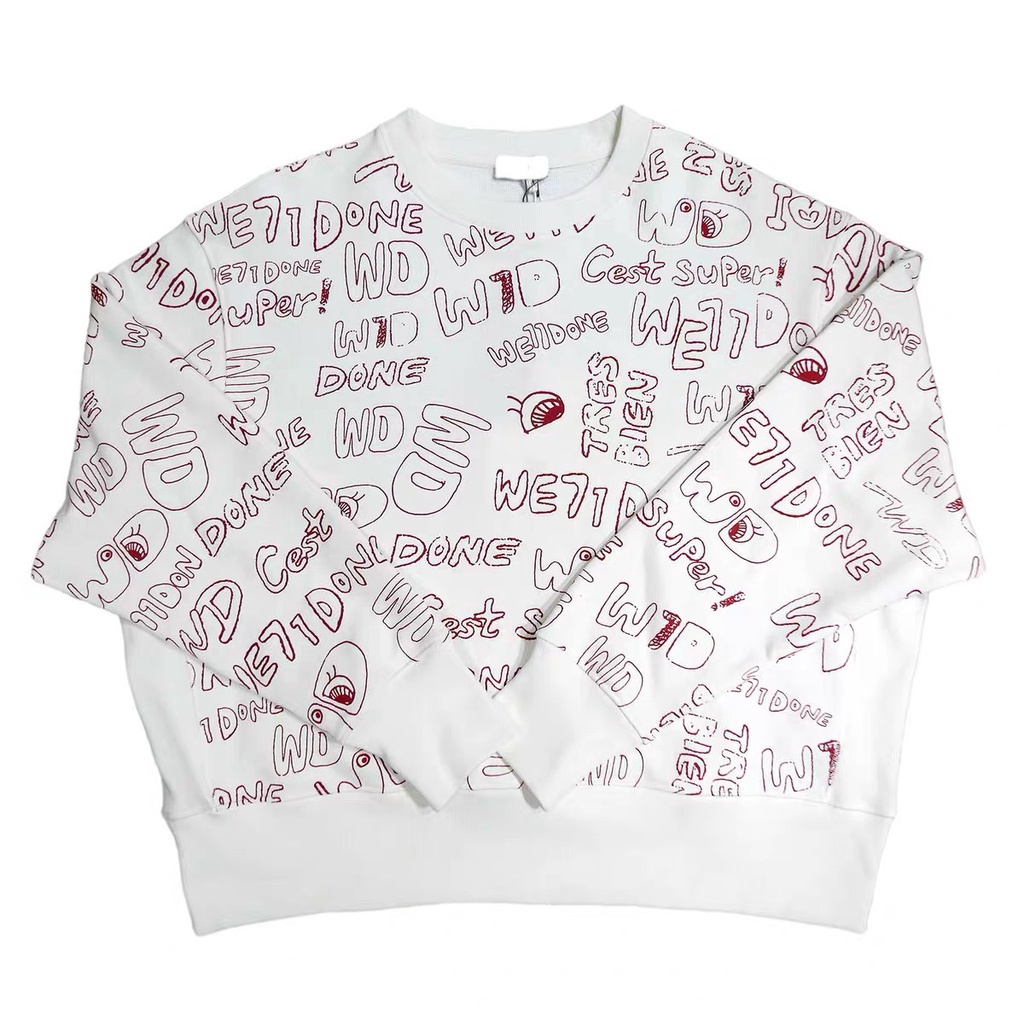Áo Sweater Nam Nữ Trắng Chữ Đỏ Done Có Ảnh Thật + Video - Áo Thu Đông Chất Nỉ Ngoại Mềm Mịn Unisex Hottrend 2021 X.Store