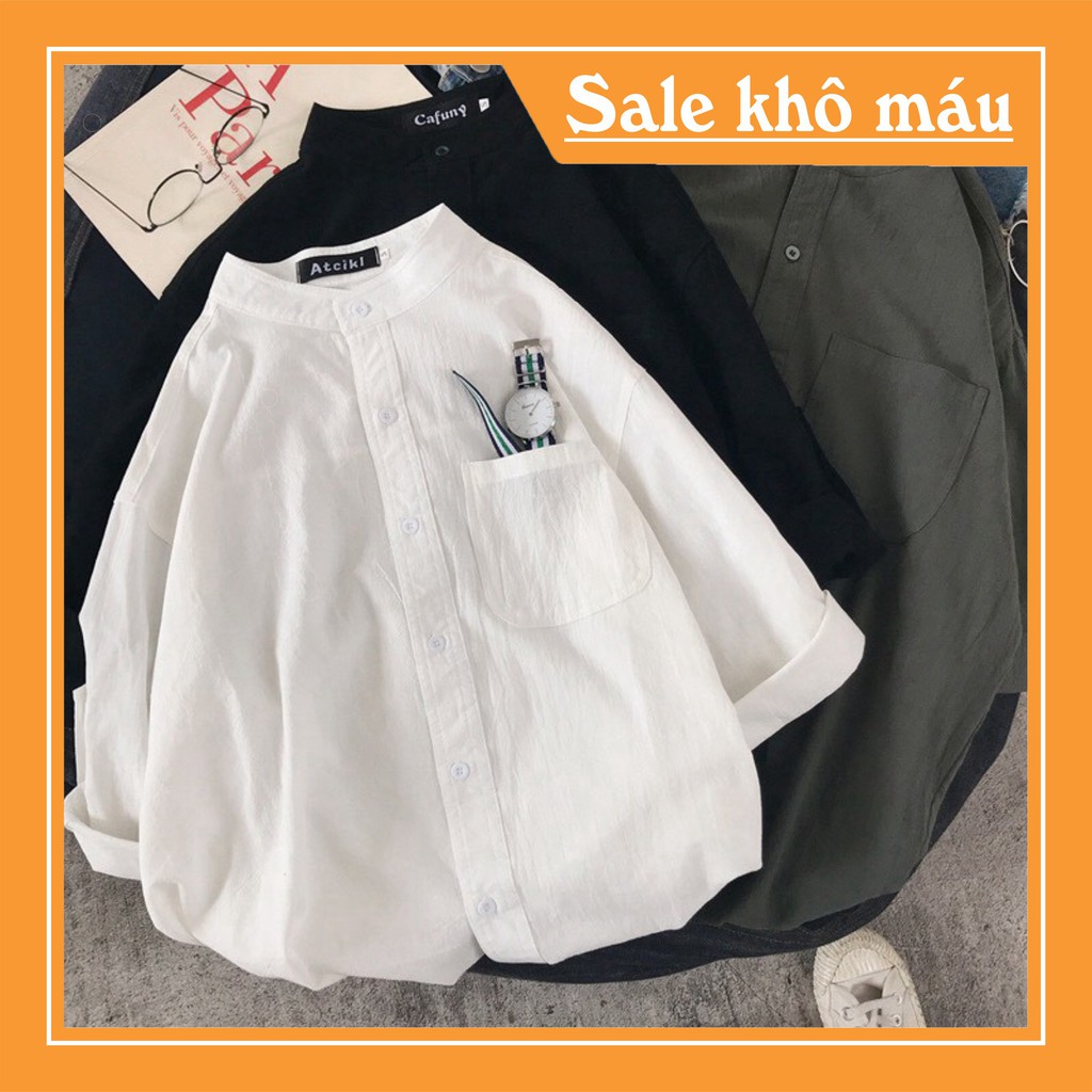 Áo Sơ Mi Đũi Cổ Tàu Form Rộng Siêu Hot hàng cao cấp chất siêu đẹp - SP20 | BigBuy360 - bigbuy360.vn