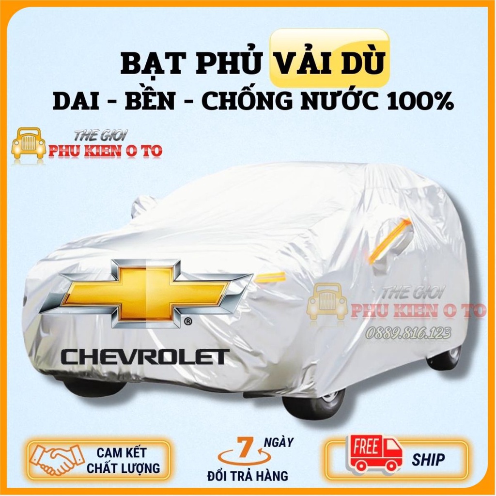 Bạt Phủ Ô Tô Vải Dù Chevrolet Spark, Colorado, Trailblazer, Aveo, Cruze, Orlando, Captiva chống nóng, chống nước