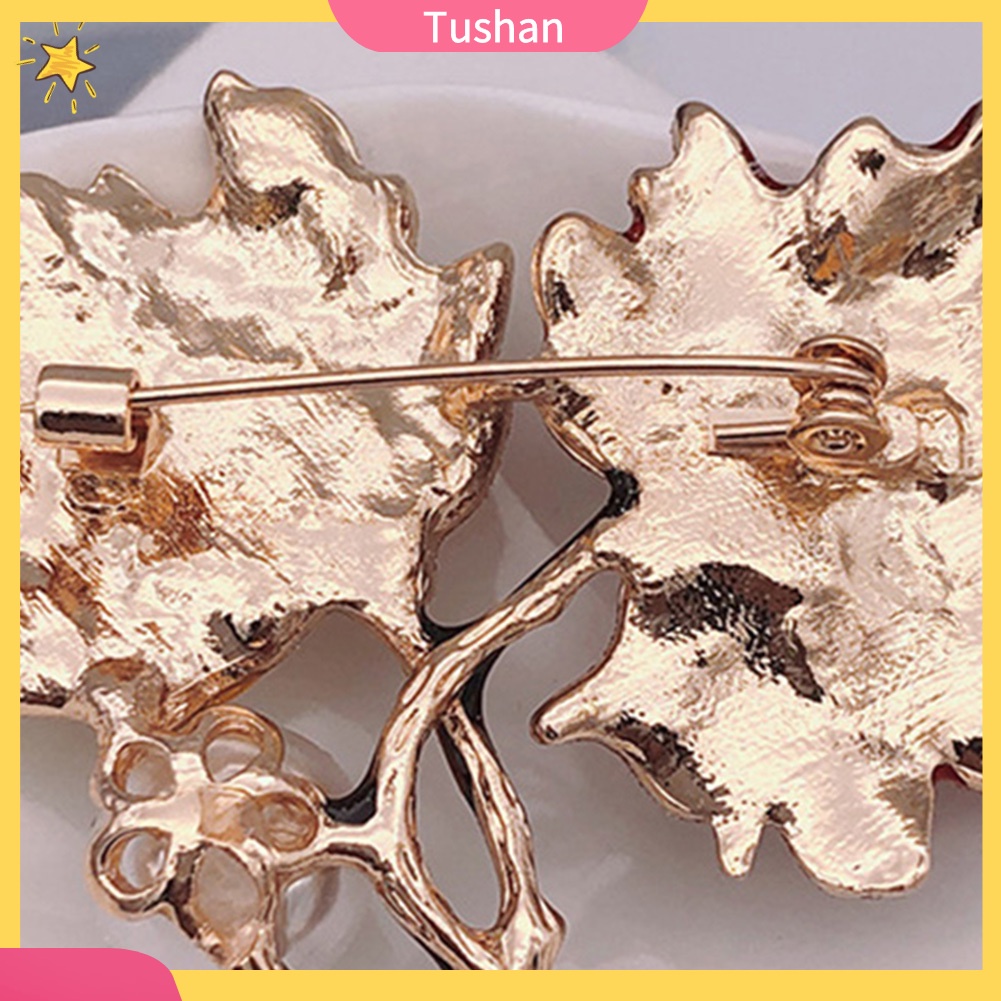 Ghim cài áo hình lá phong đính hạt ngọc trai nhân tạo thời trang dành cho nữ