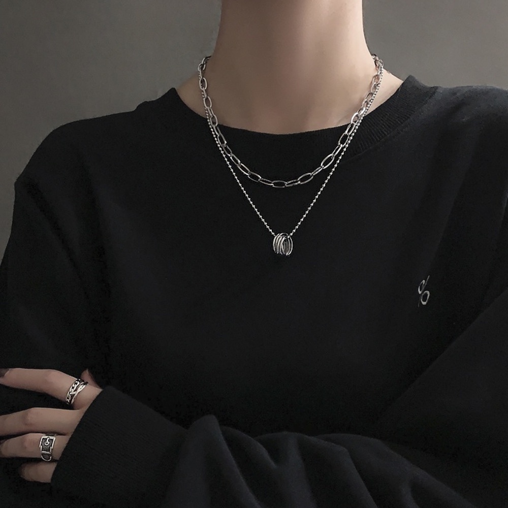 Vòng cổ hai lớp phong cách hip hop đơn giản thời trang