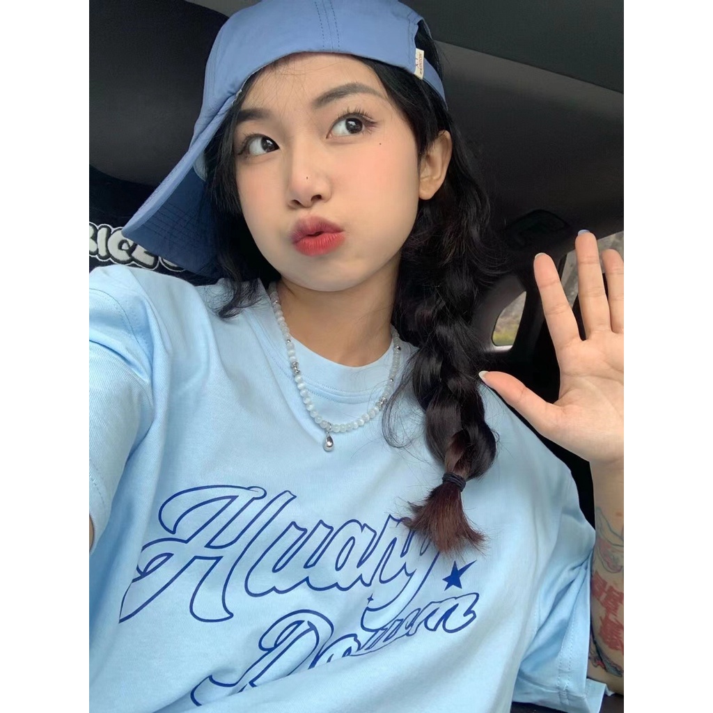 Áo Thun HIIXIIVI T-Shirt Tay Ngắn Cổ Tròn In Hình Hoàng Hôn Thời Trang Mùa Hè Phong Cách Hàn Quốc Dành Cho Nữ 2022