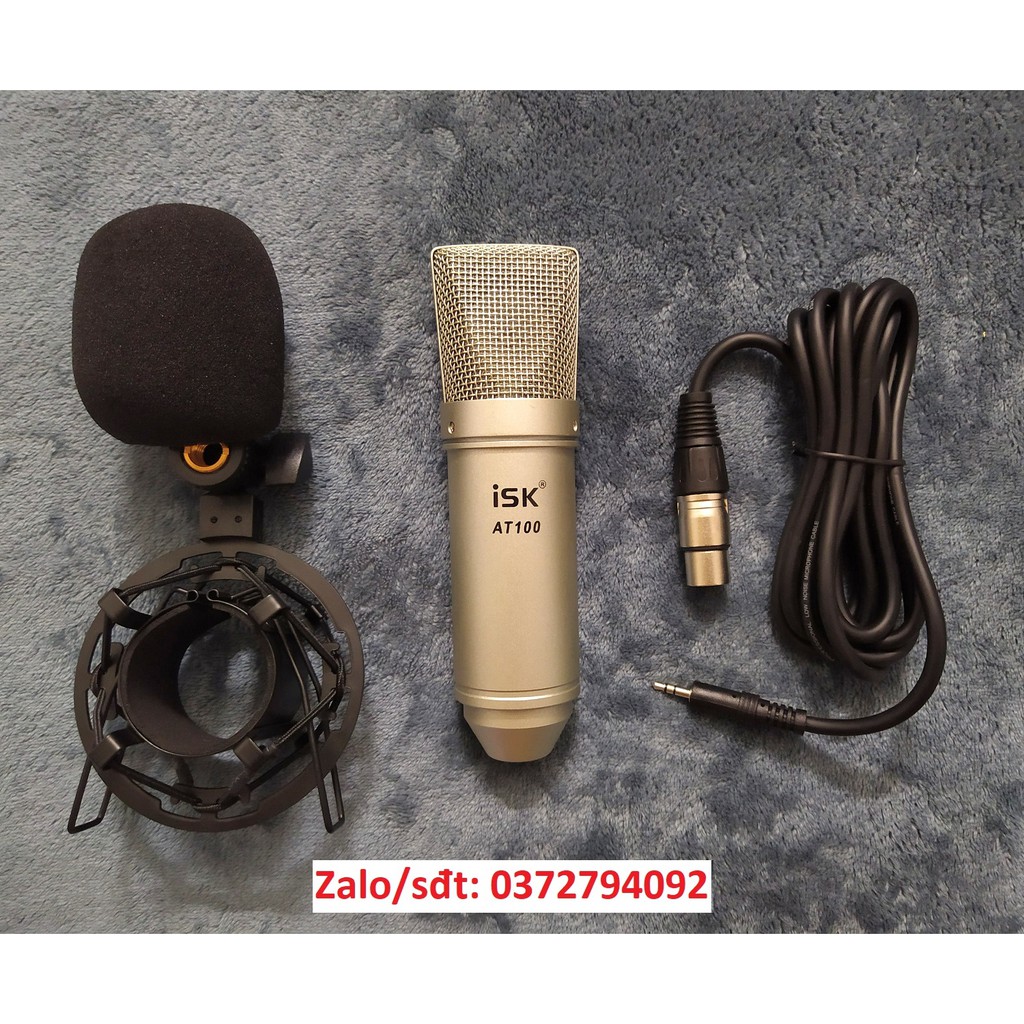 Bộ mic thu âm ISK at100 sound card xox K10 phiên bản 2020 chân kẹp màng lọc đã có dây live stream tặng kèm tai nghe