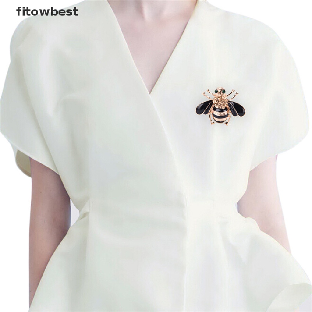 Ftvn Fashion Bee Brooch Elegant Gold Plated Crystal Rhinestone Party Brooch Jewelry QDD