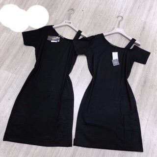 Váy cotton lệch vai