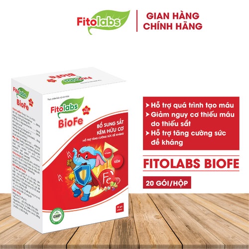 Thực Phẩm Bổ Sung Sắt Và Kẽm Hữu Cơ Cho Bé Fitolabs BioFe Tăng Cường Đề Kháng, Giảm Thiếu Máu, An Toàn Hộp 20 Gói FITO9