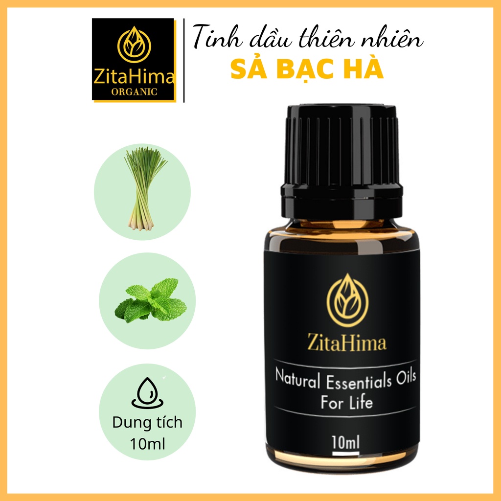 Tinh Dầu Thiên Nhiên, Massage, Thư Giãn Sả Bạc Hà ZitaHima dung tích 10ml