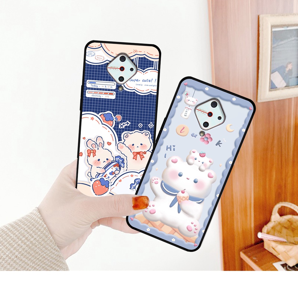 Ốp lưng Vivo S1 - Vivo S1 Pro in hình caro gấu thỏ dễ thương