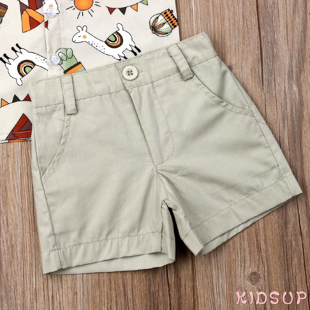 Set áo sơ mi + quần short dễ thương cho bé trai