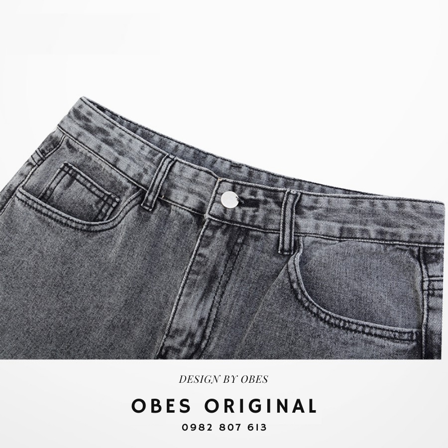 [Mã SKAMAP6 giảm 8% TỐI ĐA 50K đơn250K] [OBES] Quần jeans nam màu xám trơn suông rộng mã QT32 | BigBuy360 - bigbuy360.vn