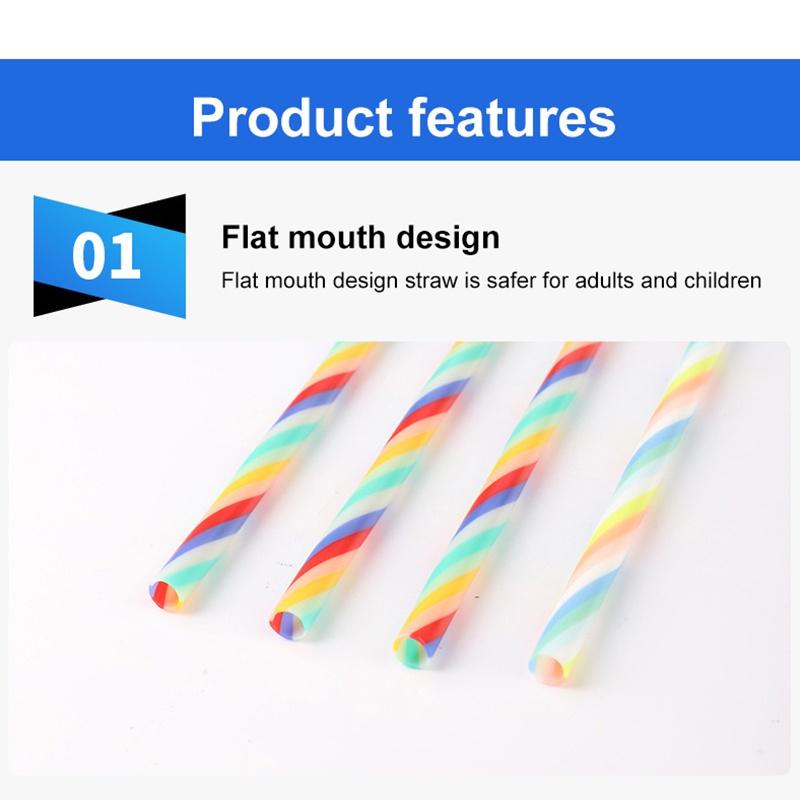 [Ready Stock] Cocktail straw thick tube spiral rainbow strawmixed color straw party rainbow cocktail straw disposable straw Hawaii beach party decoration icebear