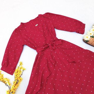 Đầm bi đỏ tầng cột eo (kèm hình thật)