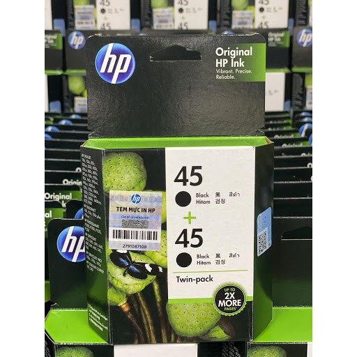 Hộp mực in HP 45 + 45 CC625AA  (2 hộp màu đen) - Sử dụng cho máy in HP 1280 - Hàng chính hãng