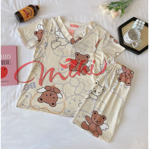 Bộ bầu cotton lửng cộc trên gối - Độ bộ bầu đùi sau sinh và cho con bú - Quần áo thời trang mùa hè mặc nhà Bigsize