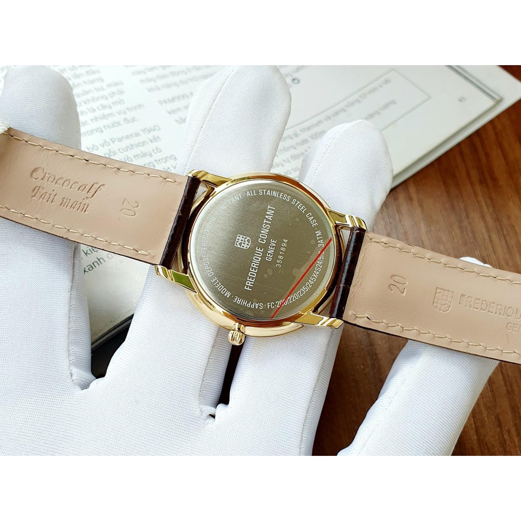 Đồng hồ Frederique Constant FC-245V4S5,máy pin, dây da, kính cứng mặt 40mm siêu mỏng