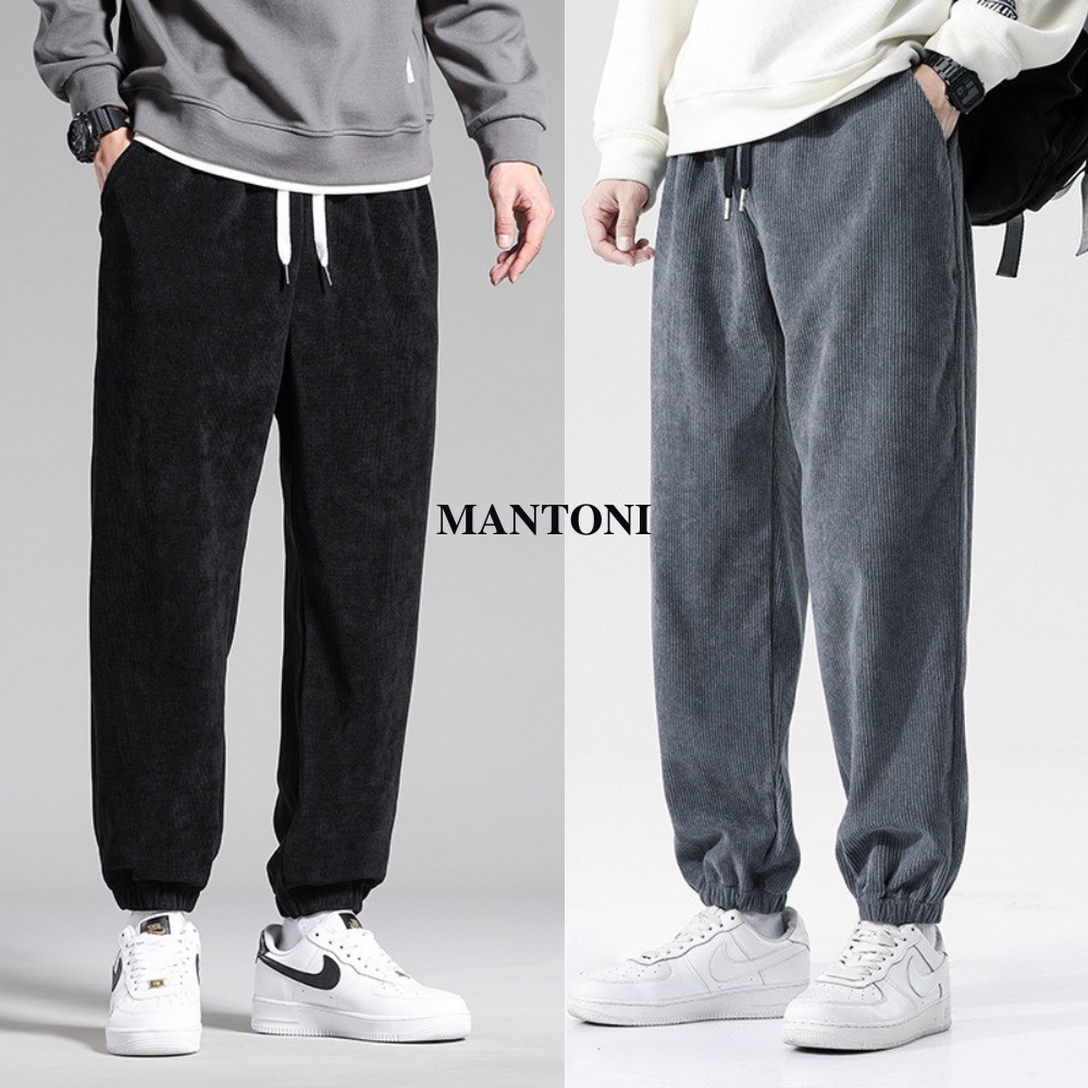 Quần Jogger nhung tăm Mantoni năng động đễ phối đồ với 4 màu cơ bản đen, nâu, ghi tối, ghi sáng