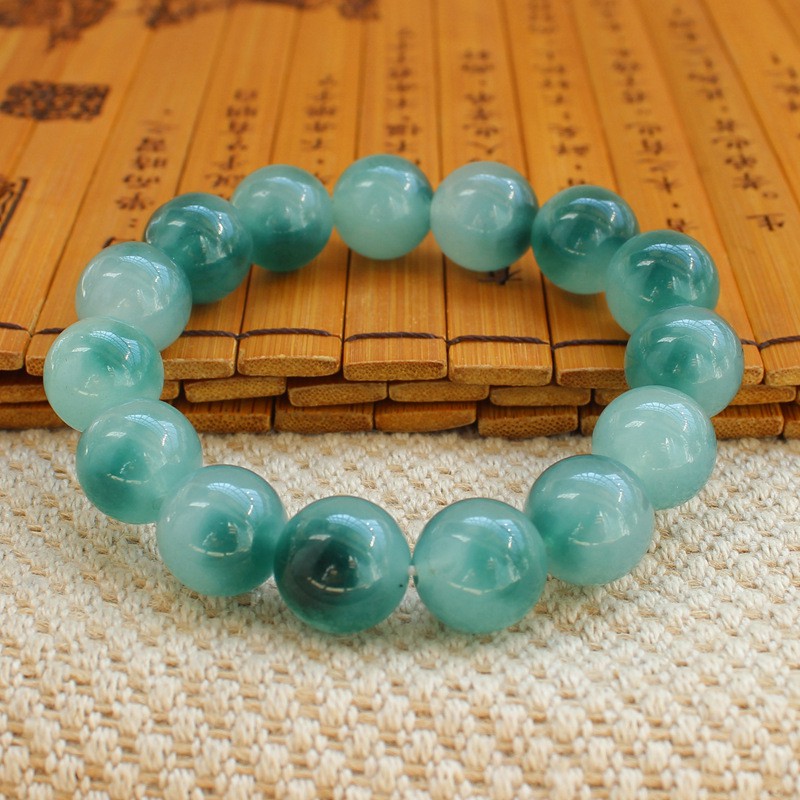 Vòng tay ngọc bích kim loại 14mm