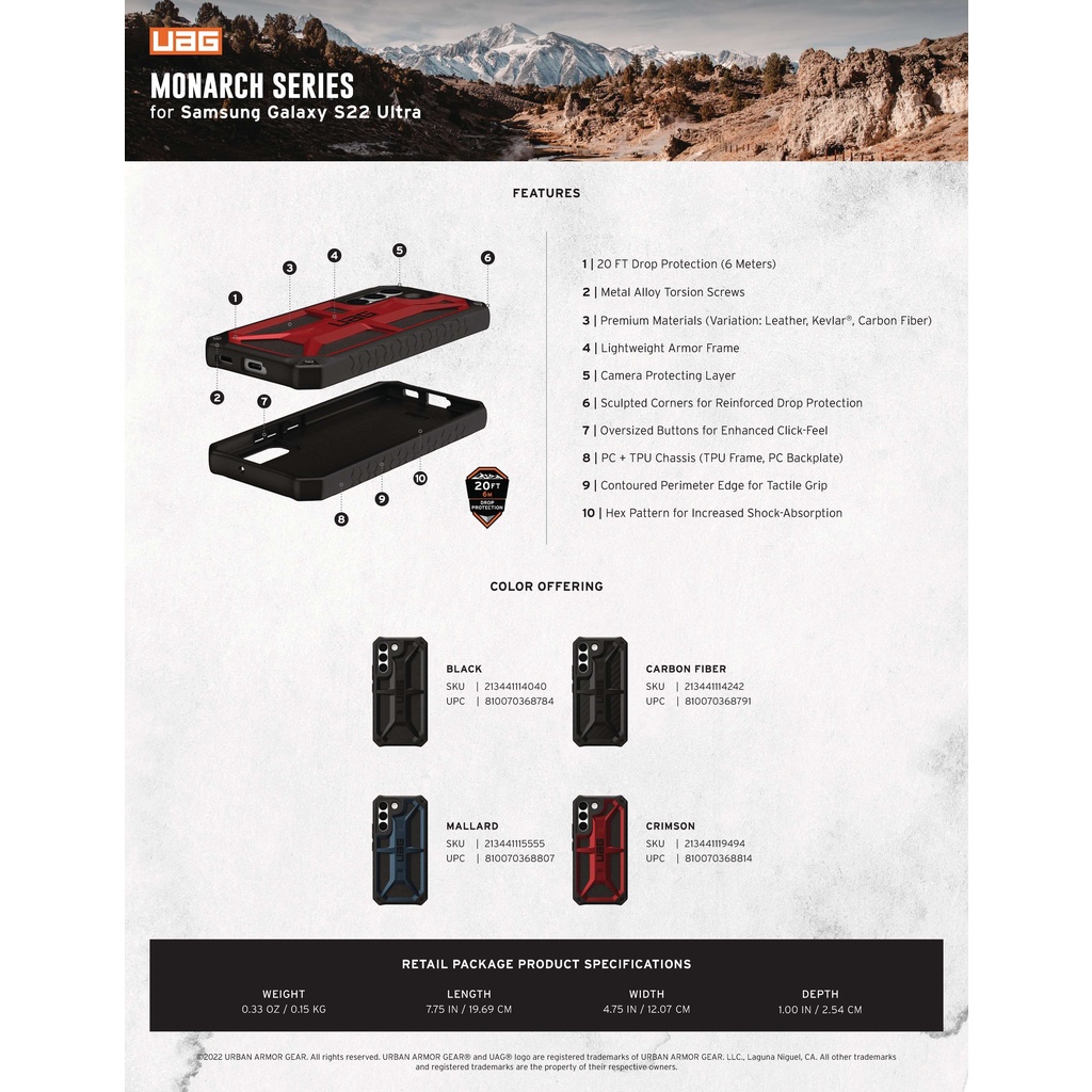 Ốp lưng UAG Monarch cho Samsung Galaxy S22/S22 5G