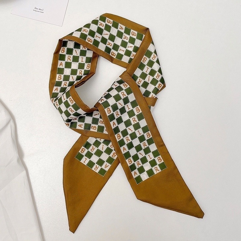 Khăn Choàng Cổ Dài Bằng Lụa Màu Xanh Lá Thời Trang Cho Nữ