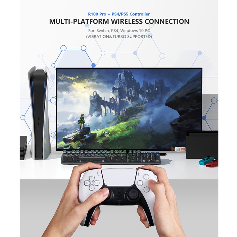 Bộ Chuyển Đổi Tay Cầm Không Dây BT R100 Cho Switch / Windows 10 / / Multiplatforms