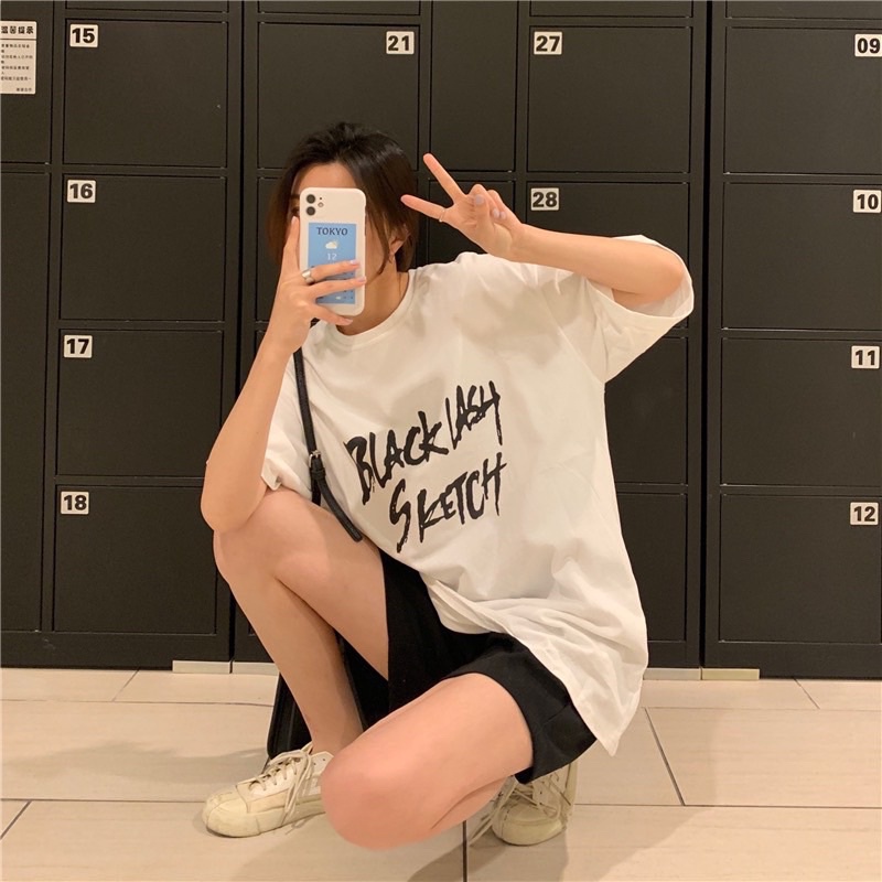 Áo thun phông nam nữ PINK tay lỡ form rộng BLACK LASH Unisex