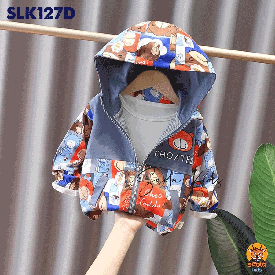 Áo khoác gió 2 màu nhiều họa tiết cho bé trai từ 9 - 18kg nhà Saola Kids - SLK127