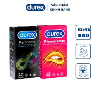 Bộ 1 hộp bao cao su Durex Performa 12 bao + 1 hộp Durex Pleasuremax 12 bao Chính Hẵng-durexvn_store
