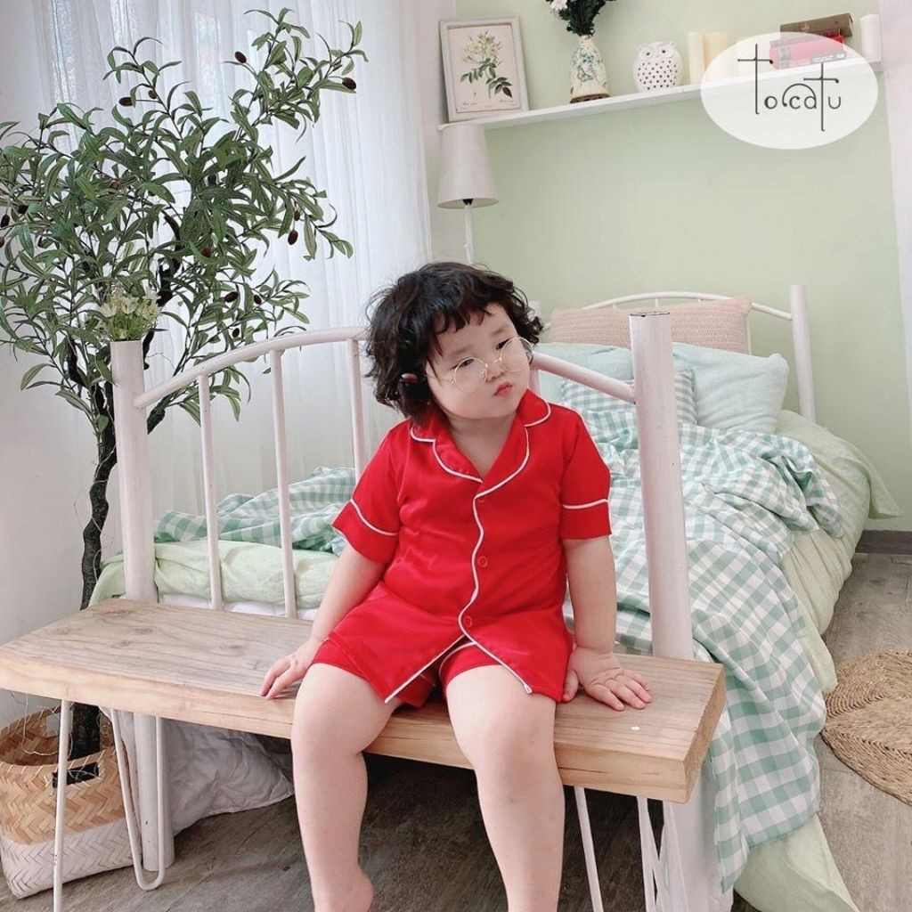 [HÀNG LOẠI 1]PIJAMA Trẻ Em Lụa  Cộc Tay Cực Kì Mềm Mại Và Thoải Mái Cho Bé Từ 6 Tháng Đến 10 Tuổi