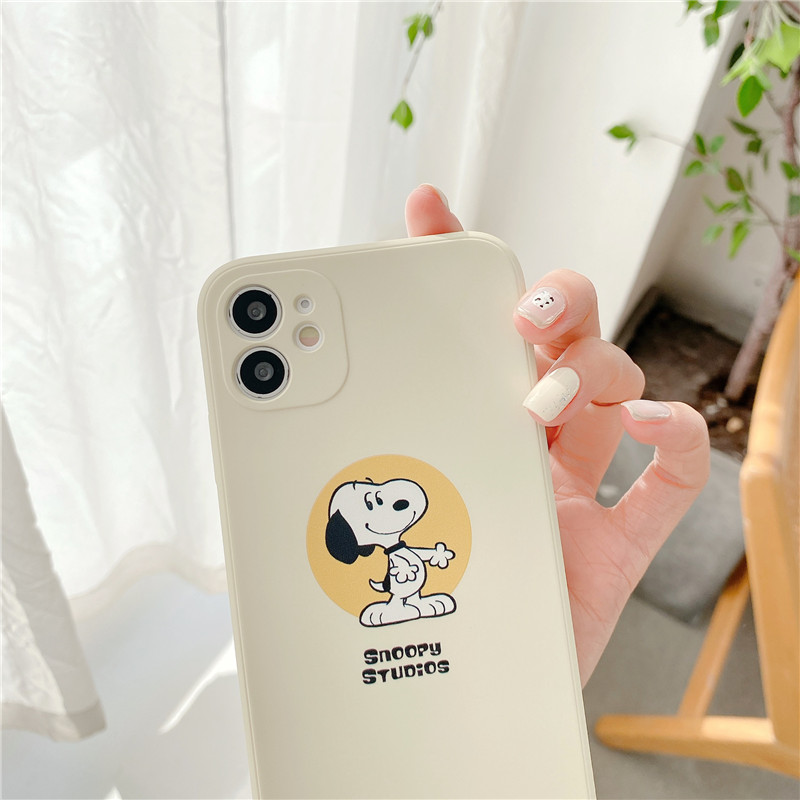 Ốp Điện Thoại Dạng Lỏng Bảo Vệ Ống Kính Máy Ảnh In Hình Snoopy Cho Iphone12 Mini 11 Pro