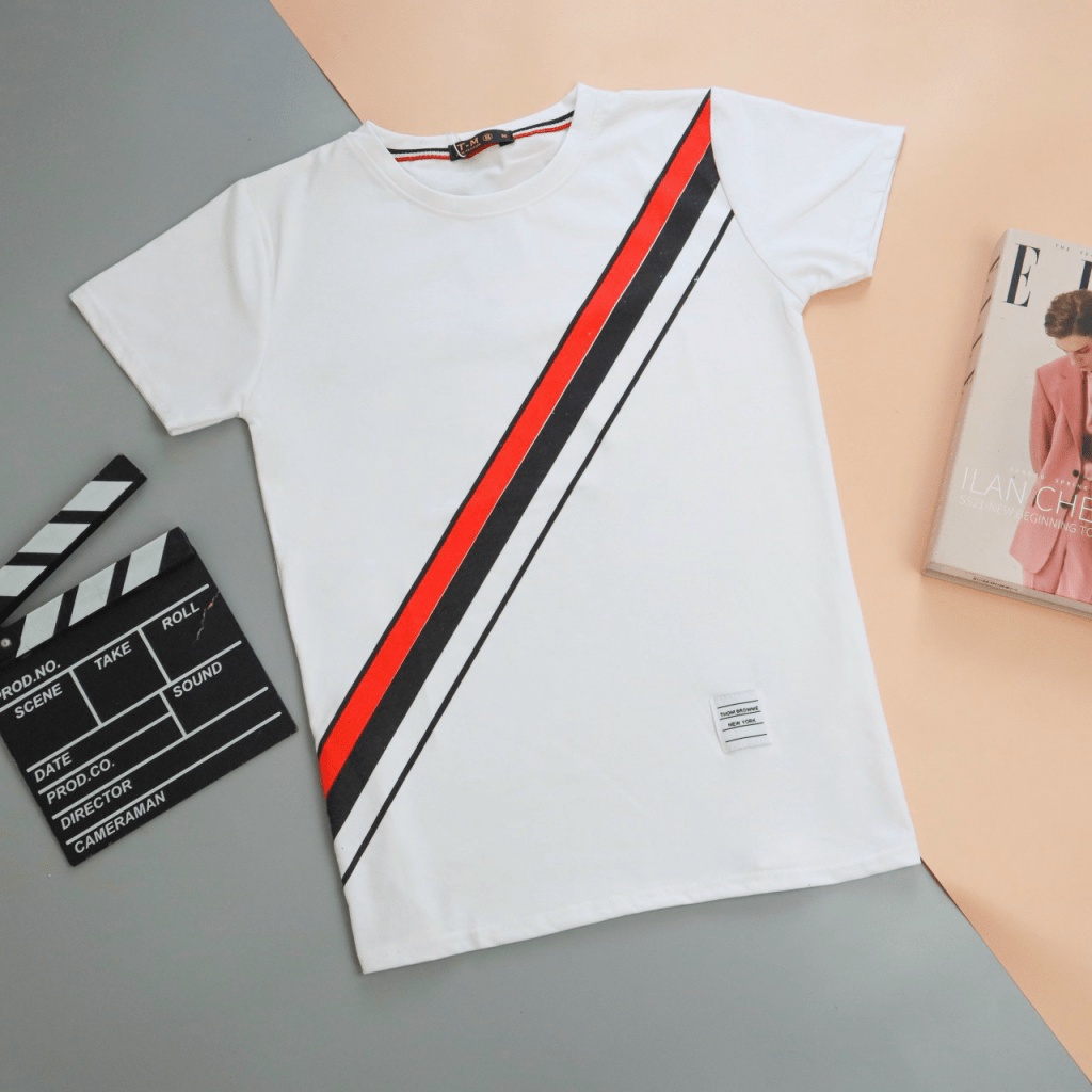 Áo Thun Nam Cổ Tròn Phối Sọc Đỏ Đen Chất Cotton Mềm Mát Thấm Hút Mồ Hôi Tốt Phù Hợp Mọi Lúc [NEW UNISEX]