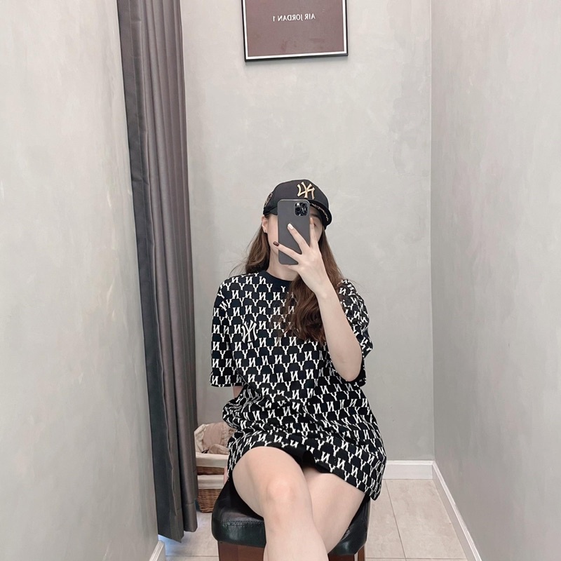 Áo Thun Ngắn Tay MLB Ny unisex monogram