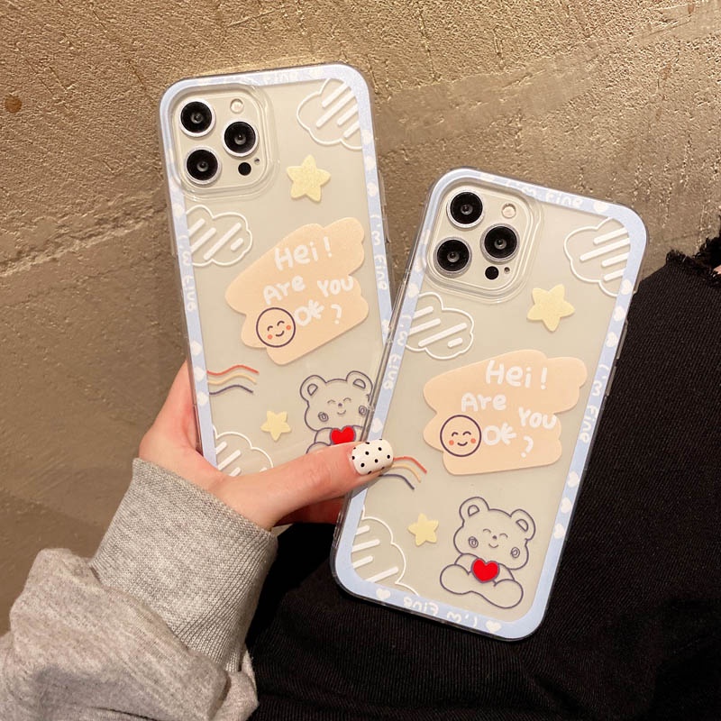 Ốp Điện Thoại Silicone Trong Suốt In Hình SpongeBob Có Túi Khí Chống Sốc Cho iPhone 14 13 Pro Plus Max