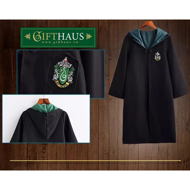 Áo choàng Harry Porter nhà Gryffindor/Slytherin, trang phục Cosplay Halloween🎃