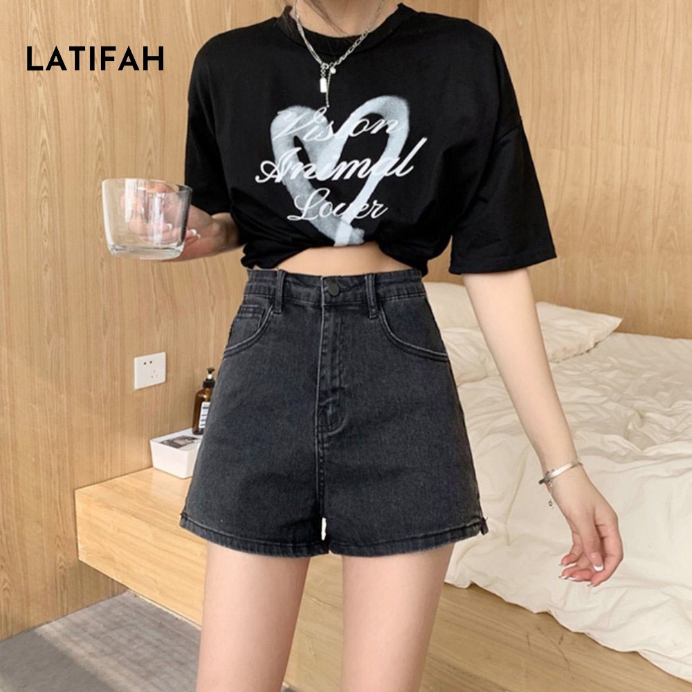 Quần short jean nữ co giãn LATIFAH xẻ lai QS003 phong cách hàn quốc