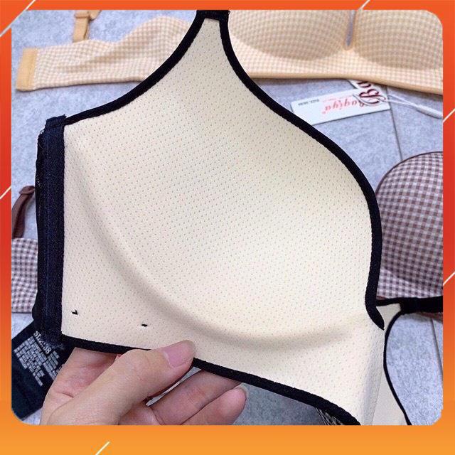 Áo lót nữ không gọng đệm mỏng nâng ngực kẻ caro, chip A7361