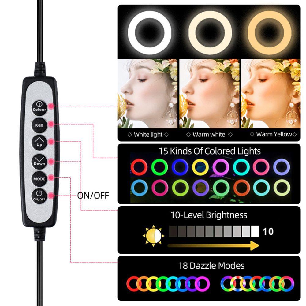Vòng Đèn Led 10 inch 33 Màu Chuyên Dụng Cho Chụp Ảnh / Trang Điểm / Điện Thoại Di Động TikTok Youtube