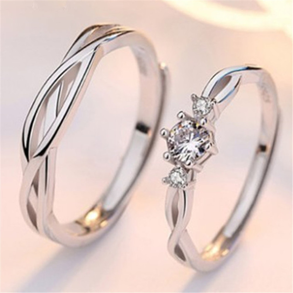 Set 2 Nhẫn Đính Đá Thời Trang Cho Cặp Đôi