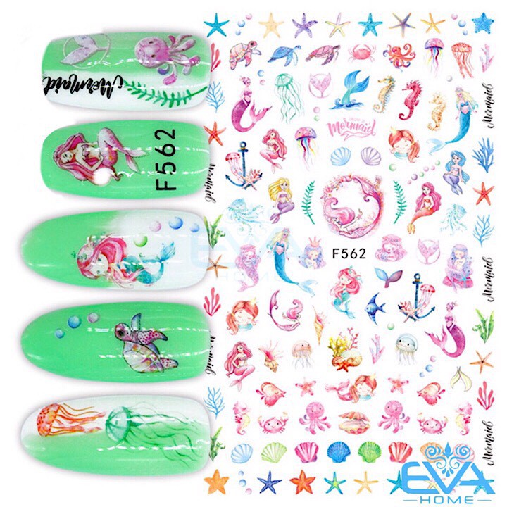 Miếng Dán Móng Tay 3D Nail Sticker Tráng Trí Hoạ Tiết Sinh Vật Biển Sea Animal F562