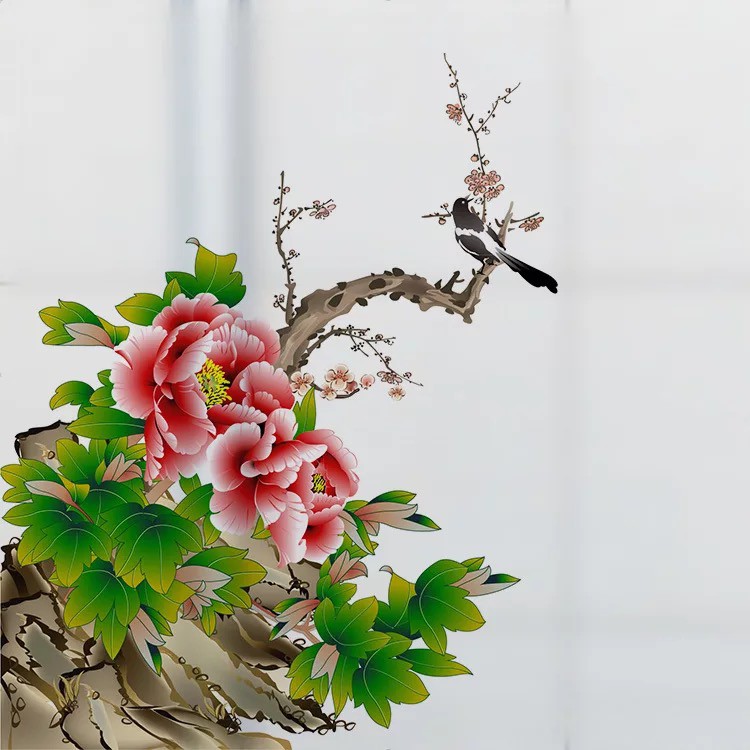 Decal trang trí kính cao cấp mẫu cánh hoa mẫu đơn đỏ (60cm x 58cm)