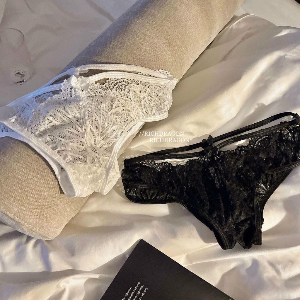 Quần Lót Ren Nữ Tàng Hình Thông Hơi Cạp Thấp Dây Hông Phối Nơ Sexy Quyến Rũ Gợi Cảm R55