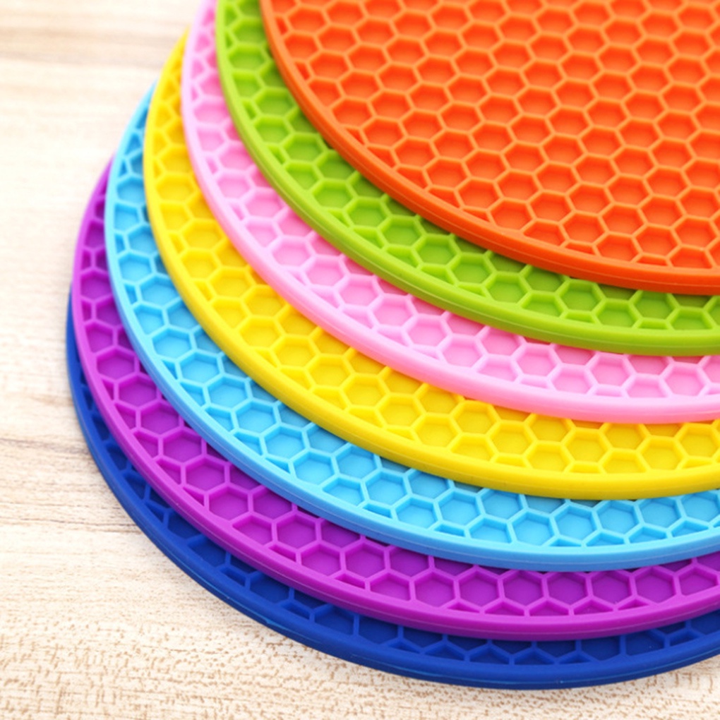 [CHOO] Silicone Honeycomb Placemat Table Heat Resistant Mat Cup Anti-Slip Coaster Cushion Round Pad